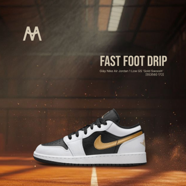 Giày Nike Air Jordan 1 Low GS 'Gold Swoosh' [553560 172] - Image 1