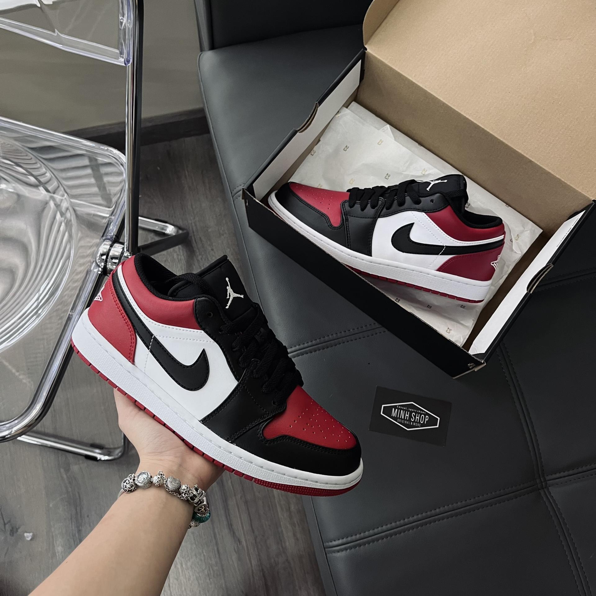 Minhshop.vn - CHOICE Giày Nike Air Jordan 1 Low 'Bred Toe' [553558