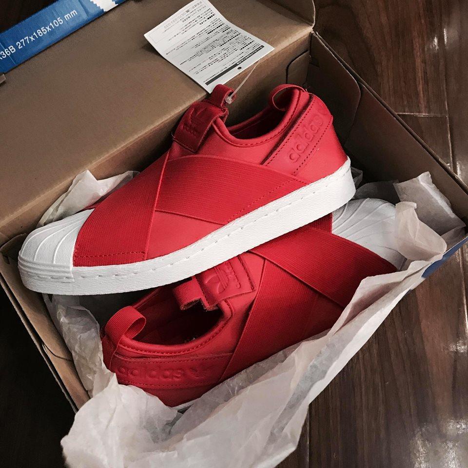 Adidas superstar cheap slip on rojas