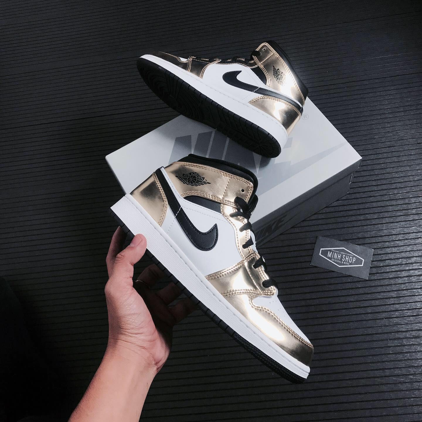 Minhshop.vn - #HOT Giày Nike Jordan 1 Mid SE 'Metallic Gold' GS