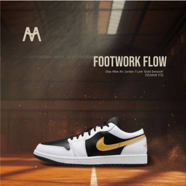 Giày Nike Air Jordan 1 Low ‘Gold Swoosh’ [553558 172]