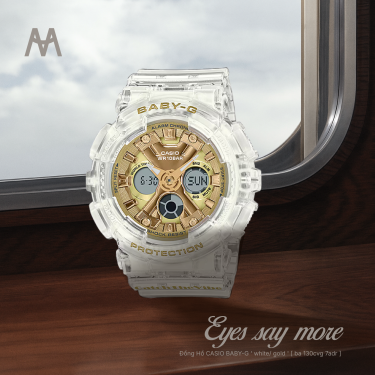 Đồng Hồ CASIO BABY-G ' white/ gold ' [ ba 130cvg 7adr ] - Image 1