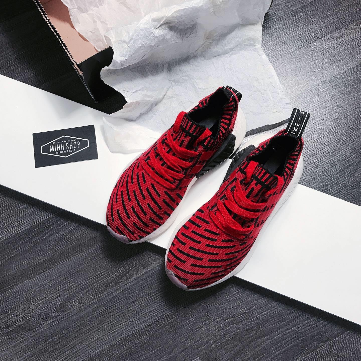 Nmd r2 black 2025 red chính hãng