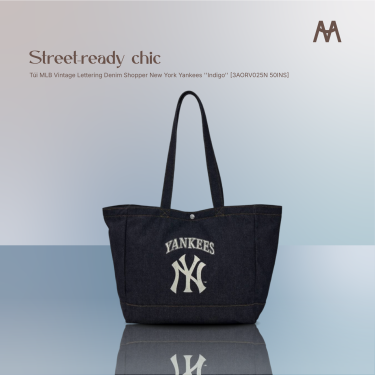 Túi MLB Vintage Lettering Denim Shopper New York Yankees ''Indigo'' [3AORV025N 50INS] - Image 1