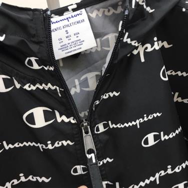 Hàng Chính Hãng Áo Khoác Champion Packable Jacket Black All Over Logo 2020**