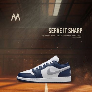 Giày Nike Air Jordan 1 Low GS ‘Midnight Navy Wolf Grey’ [553560 141] - Image 1