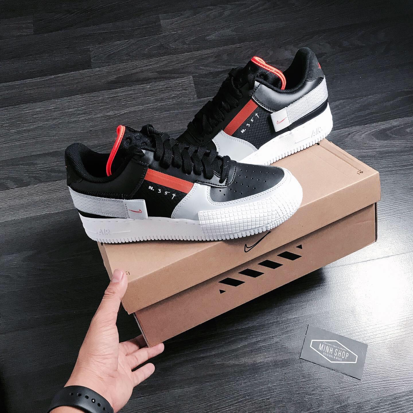 Minhshop.vn - Hàng Chính Hãng Nike Air Force 1 Type Black Hyper Crimson  2020**