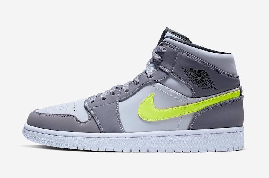 Minhshop.Vn - Hàng Chính Hãng Nike Air Jordan 1 Mid 'Grey Volt' 2019**