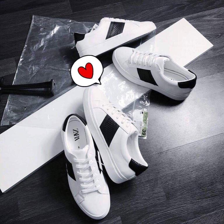 zara black and white sneakers