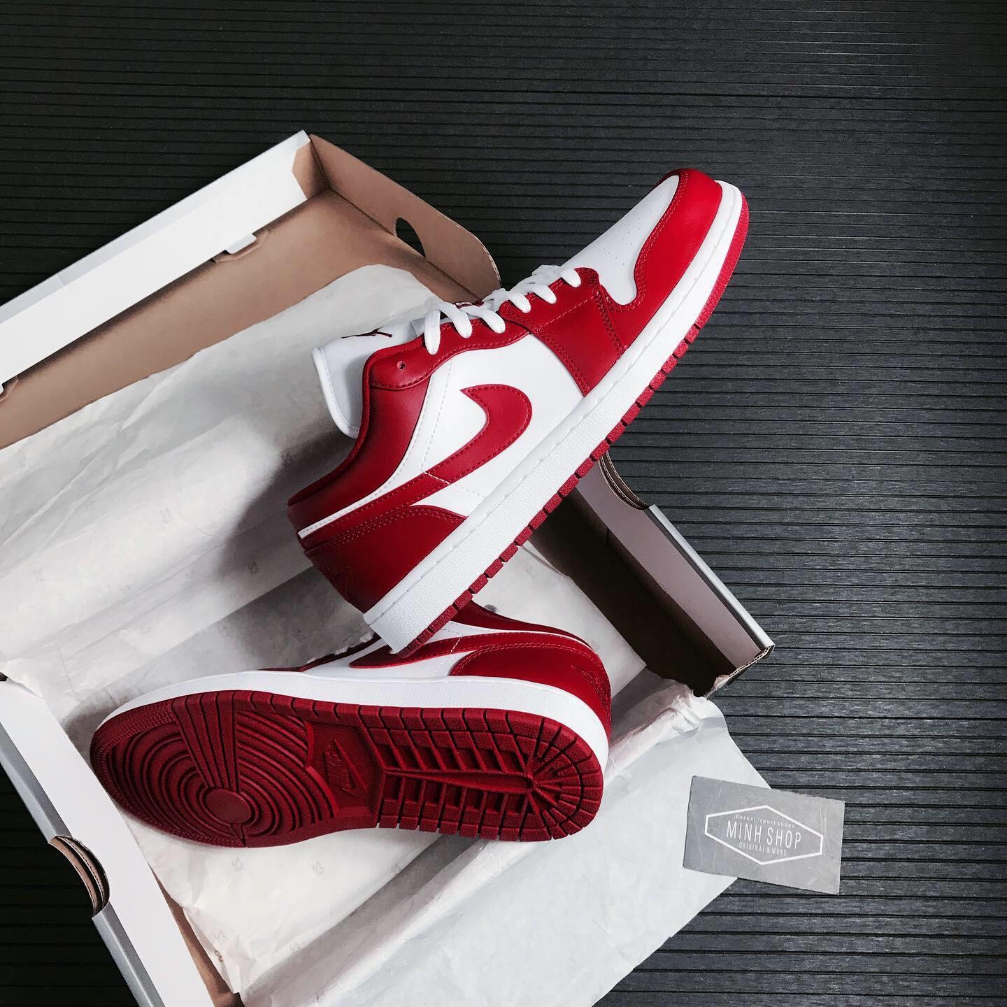 Minhshop.vn - -1XXXK SALE OFF Giày Nike Jordan 1 Low Gym Red White