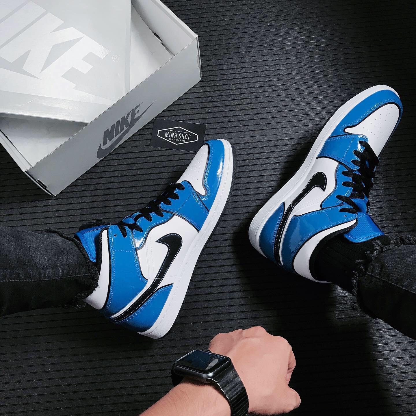 Minhshop.vn - -1XXX Giày Nike Air Jordan 1 Mid SE 'Signal Blue' ** [DD6834  402] [O]