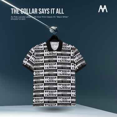 Áo Polo Lacoste Lettering All-Over Print Classic Fit  ''Black White'' [PH2057 51 001] - Image 1
