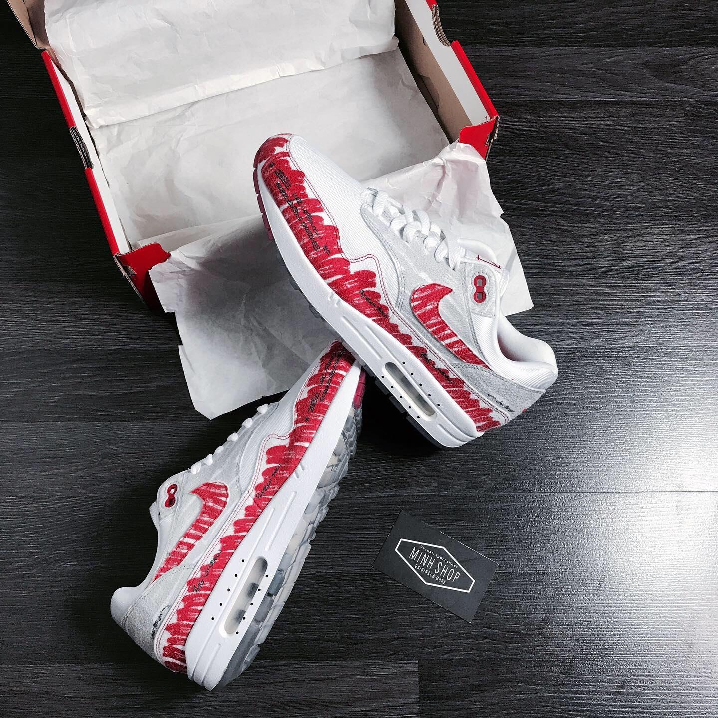 Nike air max 1 sketch to on sale shelf university red