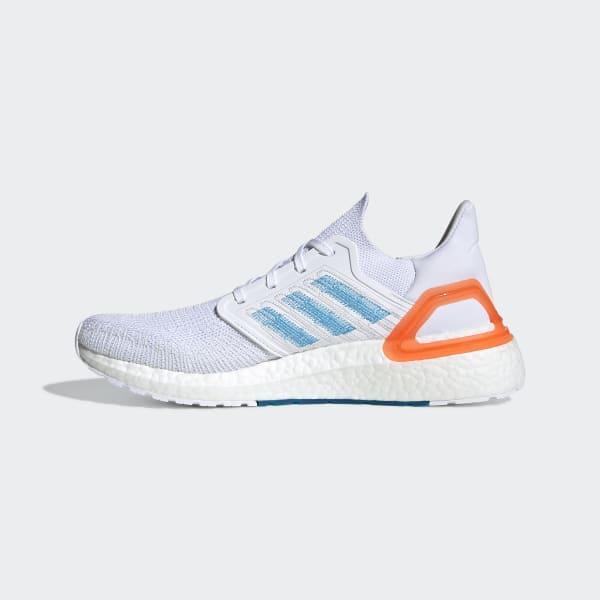 white and blue adidas ultra boost