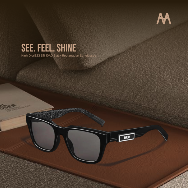 Kính Dior B23 S1I 10A0 Black Rectangular Sunglasses - Image 1