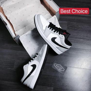 📥 HOT COLOR 📥 Giày Nike Jordan 1 Low Light Smoke Grey Red [O]** [553558 030]