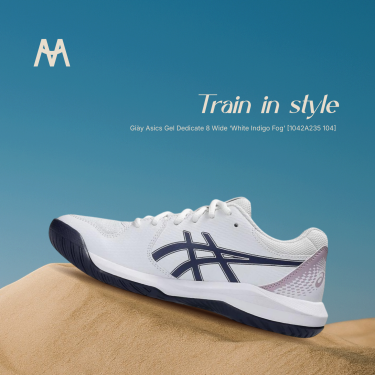 Giày Asics Gel Dedicate 8 Wide ‘White Indigo Fog’ [1042A235 104] Training / Pickleball / Tennis - Image 1