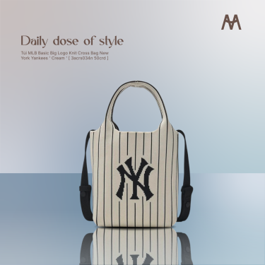 Túi MLB Basic Big Logo Knit Cross Bag New York Yankees  ' Cream ' [ 3acrs034n 50crd ] - Image 1