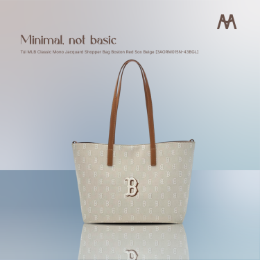 Túi MLB Classic Mono Jacquard Shopper Bag Boston Red Sox Beige [3AORM015N-43BGL] - Image 1