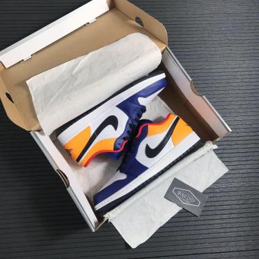 Hàng Chính Hãng Nike Air Jordan 1 Low White Navy Yellow 2021** 553558 123