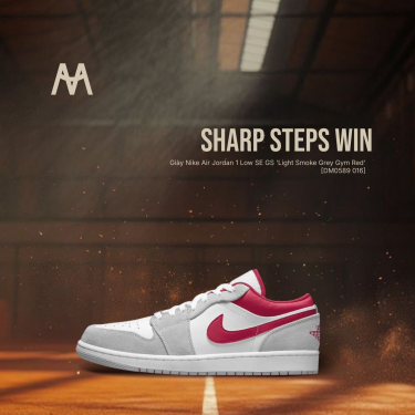 ~Sale Giày Nike Air Jordan 1 Low SE GS 'Light Smoke Grey Gym Red' [DM0589 016] - Image 1