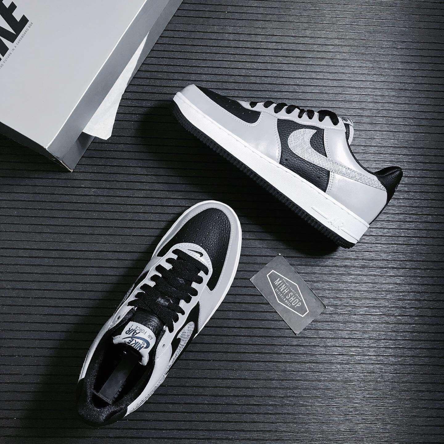 AUTHENTIC NIKE AIR FORCE 1 B Silver Snake Reflective Black DJ6033