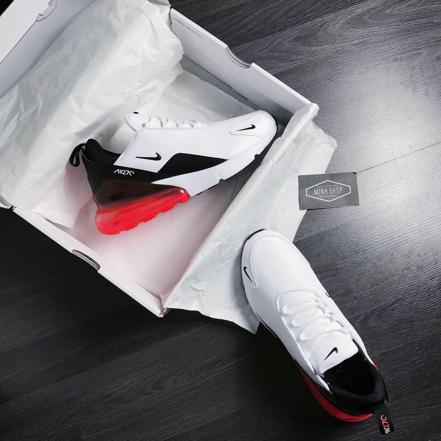 Air max 270 hotsell premium leather white/black/red