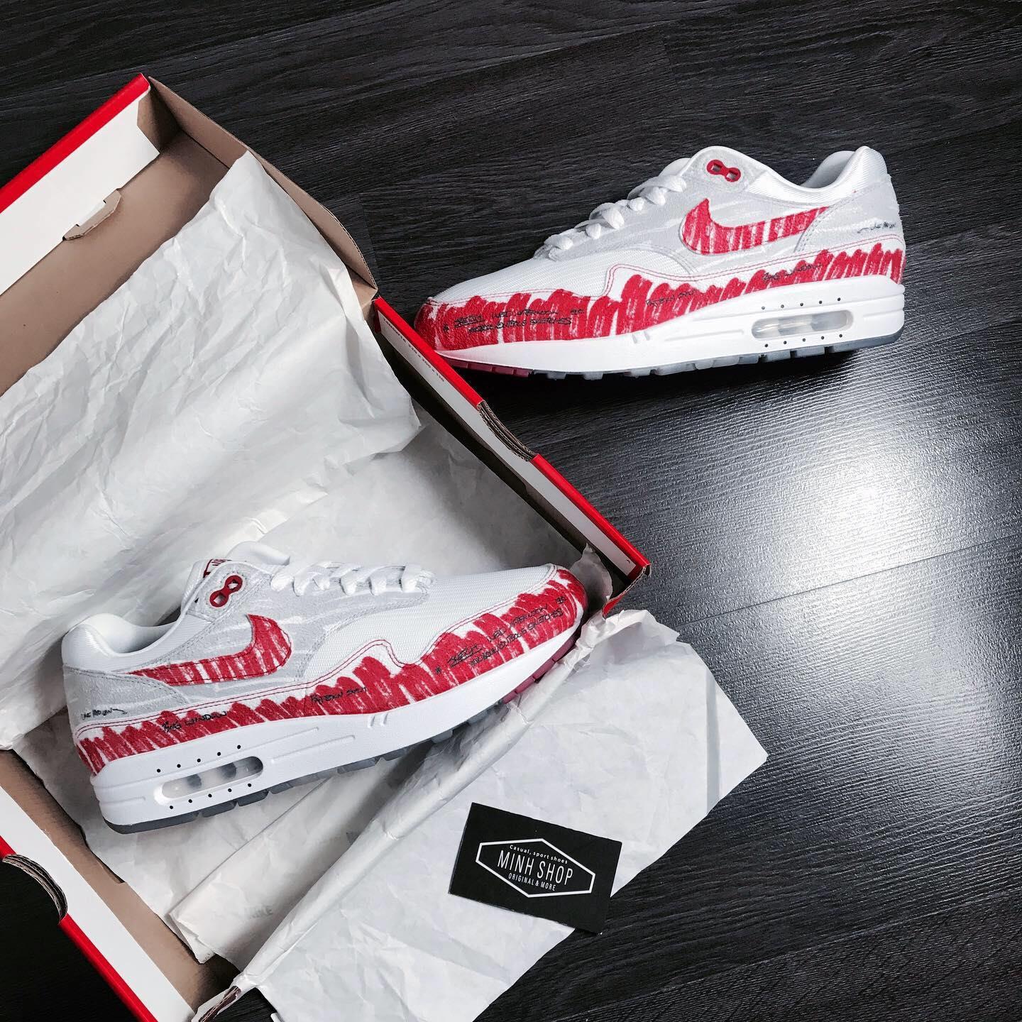 Nike air max 1 clearance sketch to shelf university red