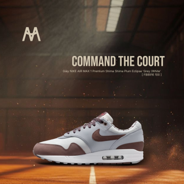 Giày NIKE AIR MAX 1 Premium Shima Shima Plum Eclipse 'Grey /White'  [ FB8916 100 ] - Image 1