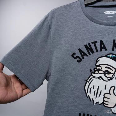 Hàng Chính Hãng Áo Thun Old Navy Christmas Santa Knows Grey 2021**