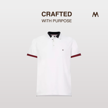 ÁO POLO TOMMY Contrast Collar Detail T-Shirt 'WHITE' [ 78J9449 100 ]