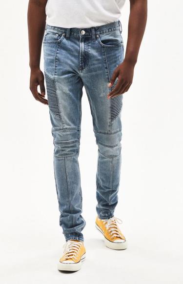 Quần Jeans PacSun Light Moto Stacked Skinny [0132242100097]