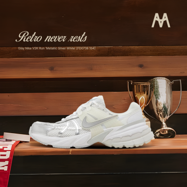 Giày Nike V2K Run ‘Metallic Silver White’ [FD0736 104] Training / Pickeball / Tennis - Image 1