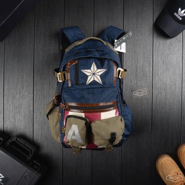 Hàng Chính Hãng Balo Marvel Captain America Herringbone Blue/Red 2021** hang-chinh-hang-balo-marvel-captain-america-herringbone-blue-red-2021