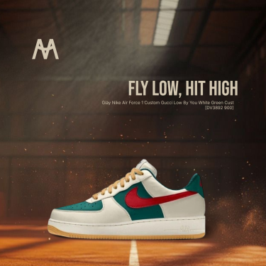 Giày Nike Air Force 1 Custom Gucci Low By You White Green Cust [DV3892 900] - Image 1