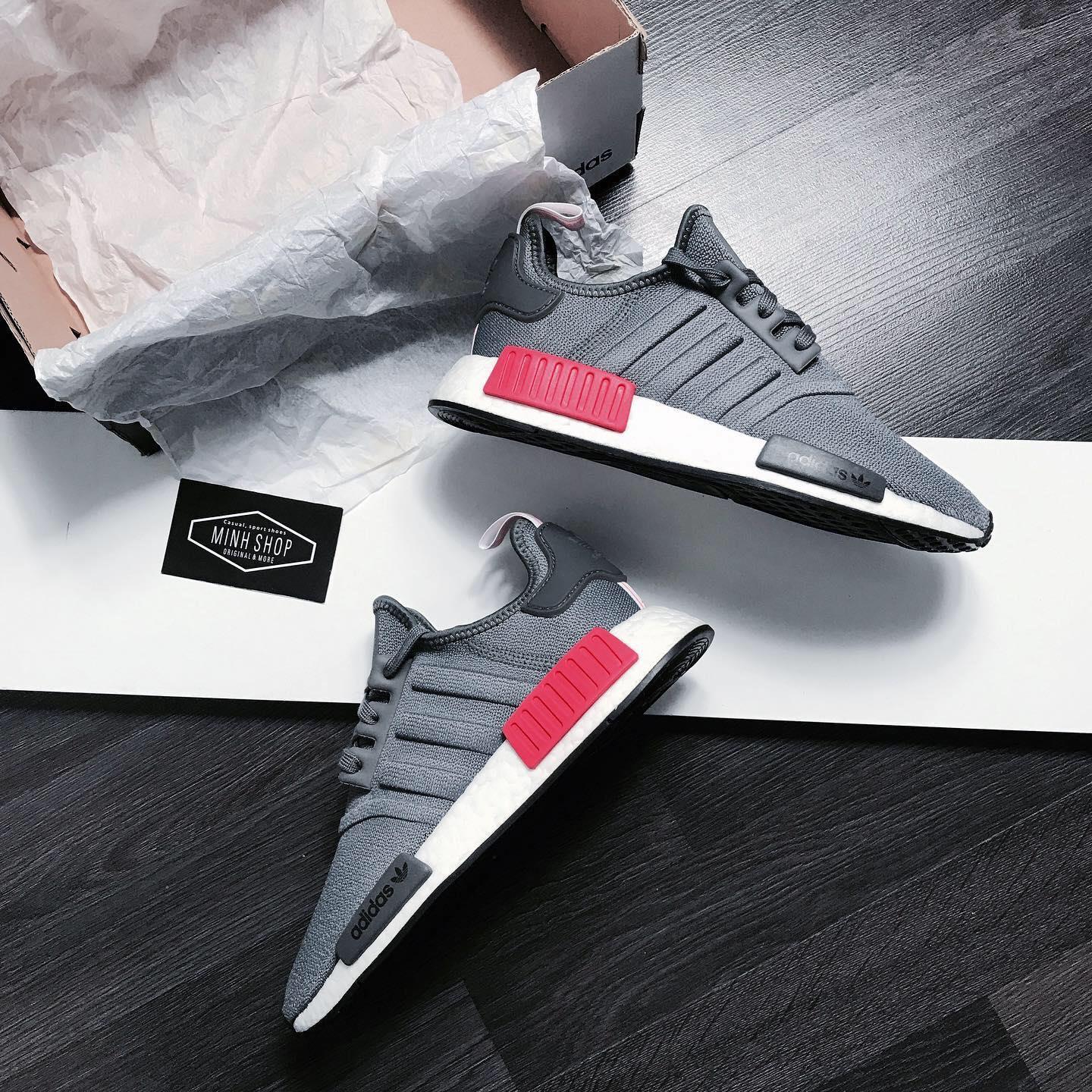 Adidas nmd on sale r1 grey red