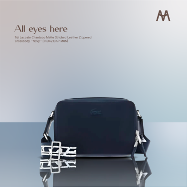 Túi Lacoste Chantaco Matte Stitched Leather Zippered Crossbody ''Navy'' [ NU4213AP  M05] - Image 1