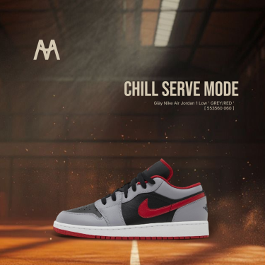 Giày Nike Air Jordan 1 Low ' GREY/RED ' [ 553560 060 ] - Image 1