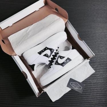 Hàng Chính Hãng Nike Air Force 1 Low White/Black CUST 2020**