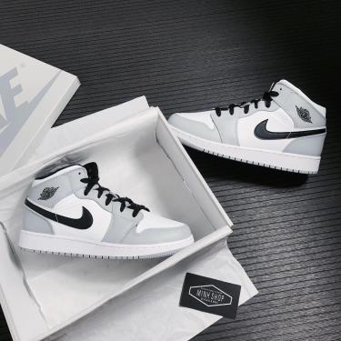 Giày Nike Jordan 1 Mid Light Smoke Grey (GS) [554725 092]