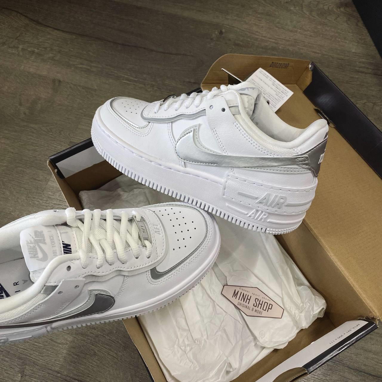 Nike WMNS Air Force1 Shadow White/Metalic Silver 23.5cm CI0919-119-