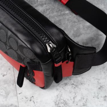 Hàng Chính Hãng Túi Coach Signature Colorblock Edge Belt Bag Sport Red Charcoal 2021**