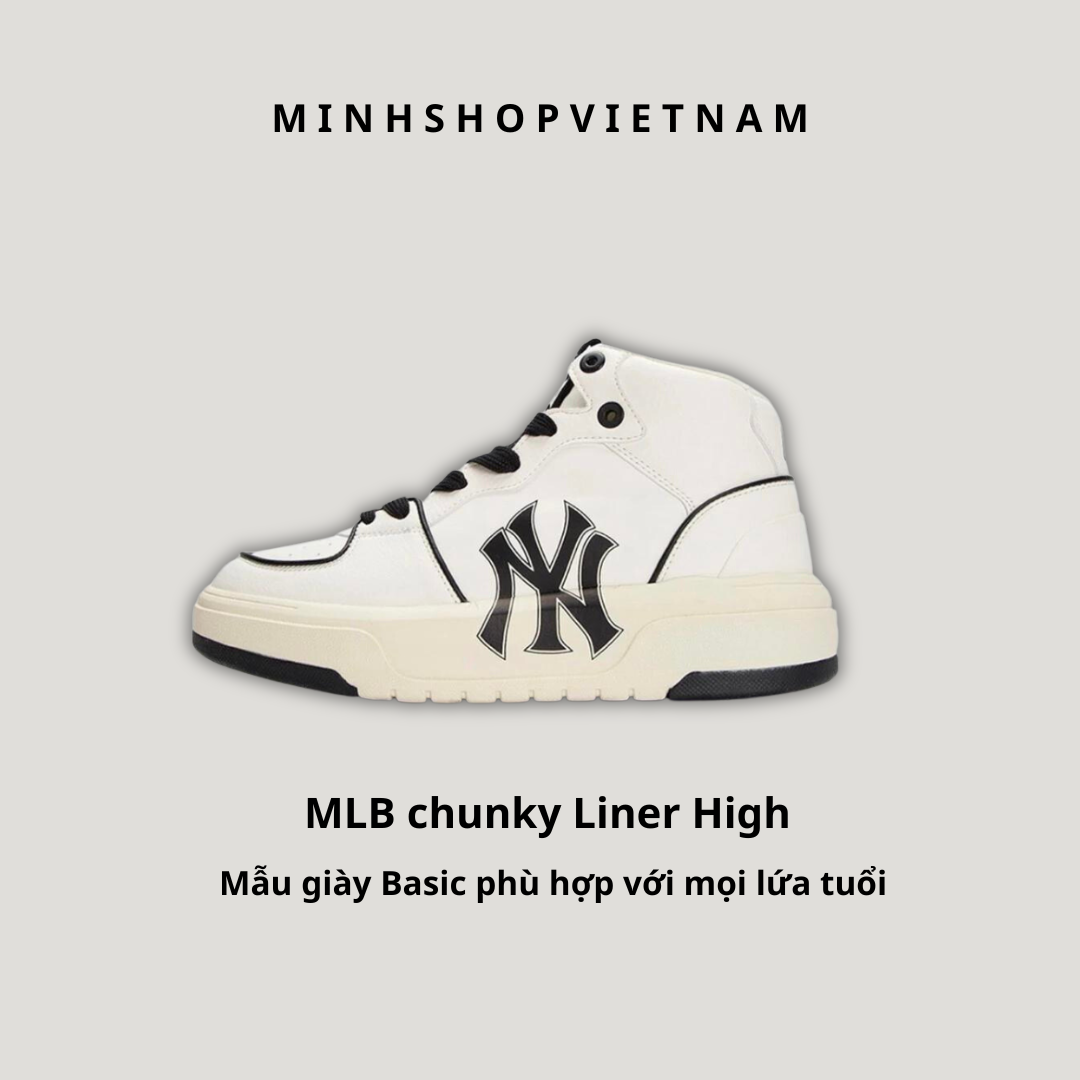Giày Sneaker MLB Chunky Liner High New York Yankees Black  Full box   Lazadavn
