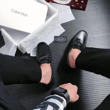 50% OFF Giày Calvin Klein Kaufman Crust Leather Black ** [34F2198-BLK] XXX