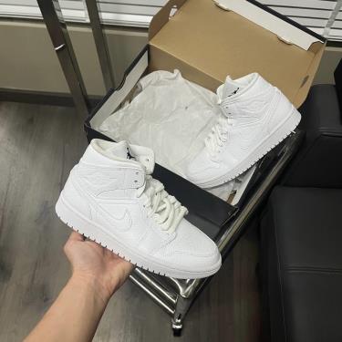 Giày Nike Jordan 1 Mid White Snakeskin  [BQ6472 110]
