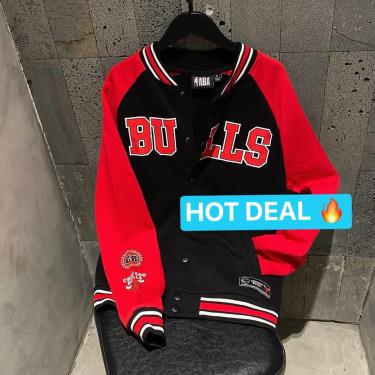 Áo Khoác Varsity NBA Chicago BULL Black Red ao-khoac-varsity-nba-chicago-bull-black-red