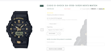 Đồng Hồ Casio G-Shock Watch Black/Gold **  [GA-810B-1A9DR]