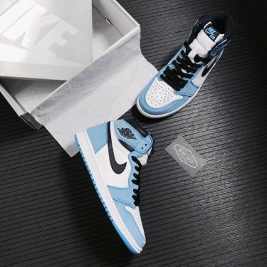 ❌ luxurious ❌  Giày Nike Jordan 1 Retro High White University Blue Black [O] ** [555088 134]