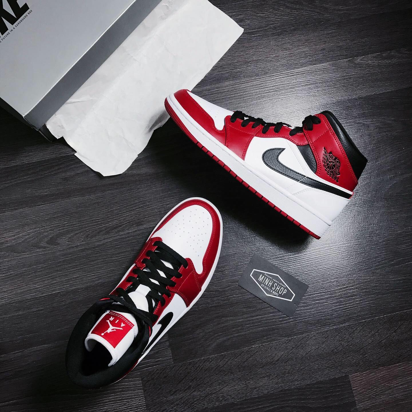 Minhshop.Vn - Giày Nike Air Jordan 1 Mid 'Chicago' Red /White **  [554724-173]