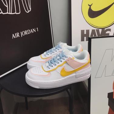 Nike Air Force 1 Shadow White Yellow Pink Cust 2021**
